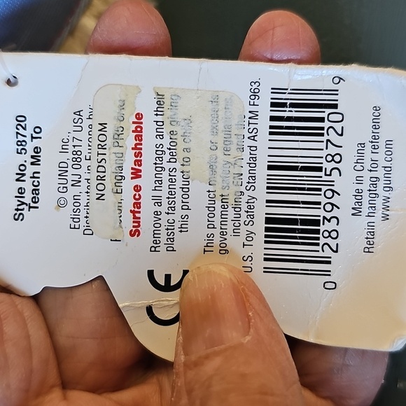 Baby Gund From nordstroms Striped Blue and‎ Tan Teddy Bear Teaching Toy. NWT - Picture 10 of 11